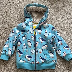 Mini Boden Light Blue Fleece-Lined Hoodie PUFFIN PRINT ๐ฅน